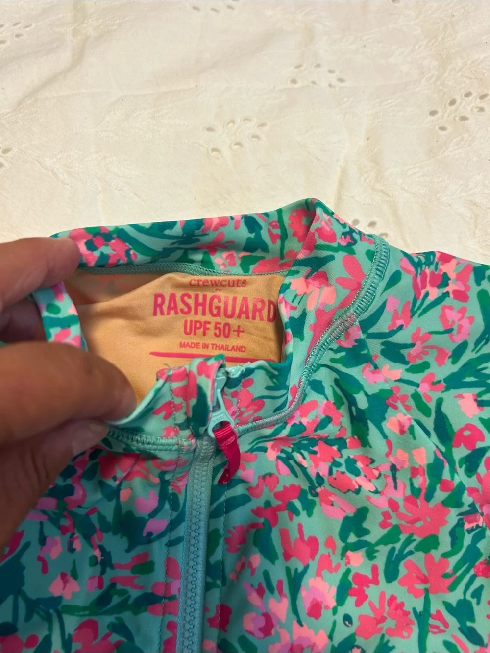 2 Long-Sleeve Floral Rash Guard Swimsuit - Pink & Teal. Age 14 or Adult S/XS